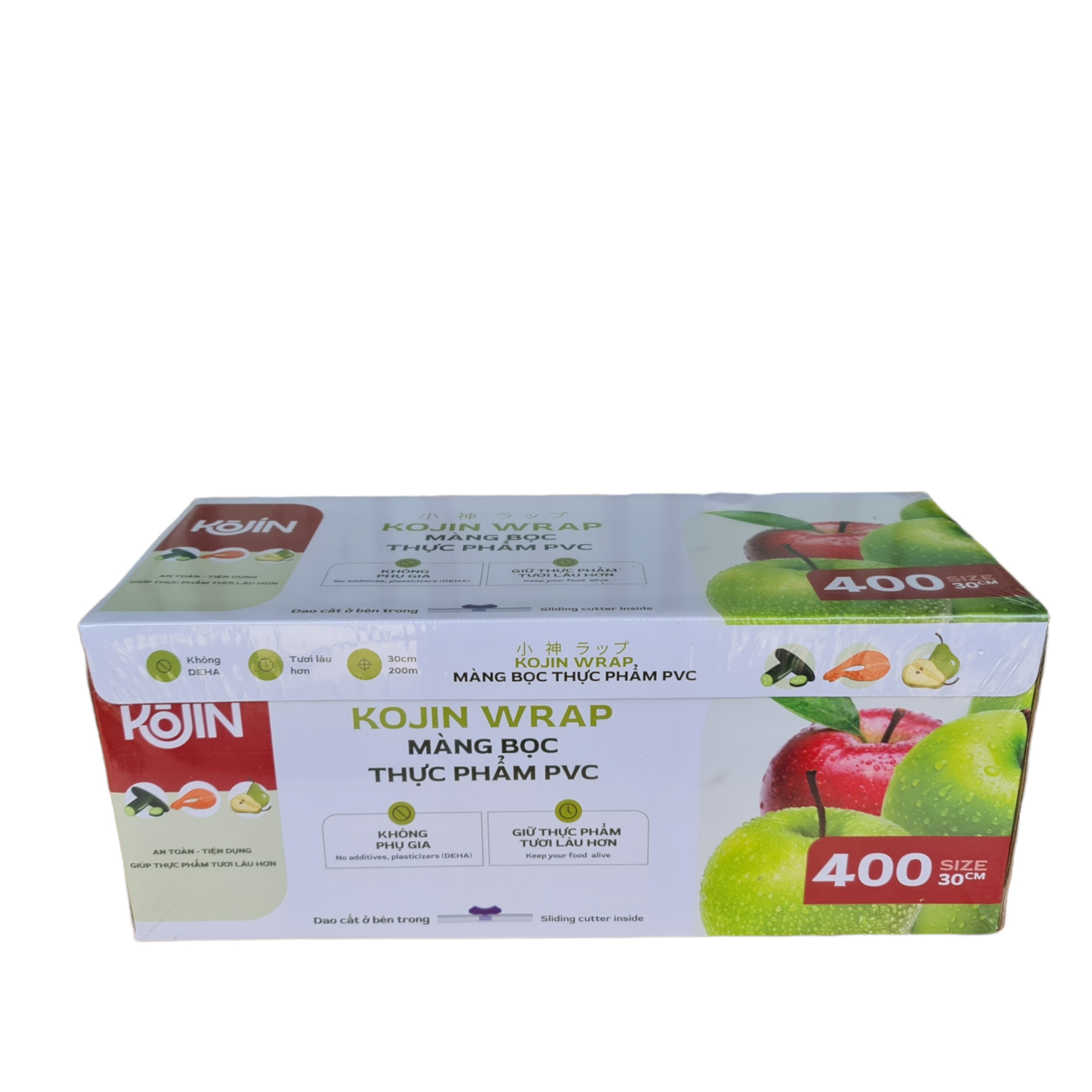 Màng bọc thực phẩm KOJIN An Toàn Chính Hãng cuộn màng bọc thực phẩm co giãn màng bọc thức ăn có dao cắt 30cm