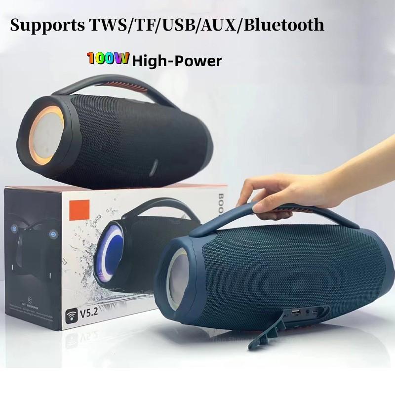 Loa Bluetooth không dây Trung tâm âm nhạc Hiệu ứng ánh sáng RGB di động Loa siêu trầm chống nước Âm thanh nổi 3D vòm Chức năng gọi TWS Màu sắc: Đen