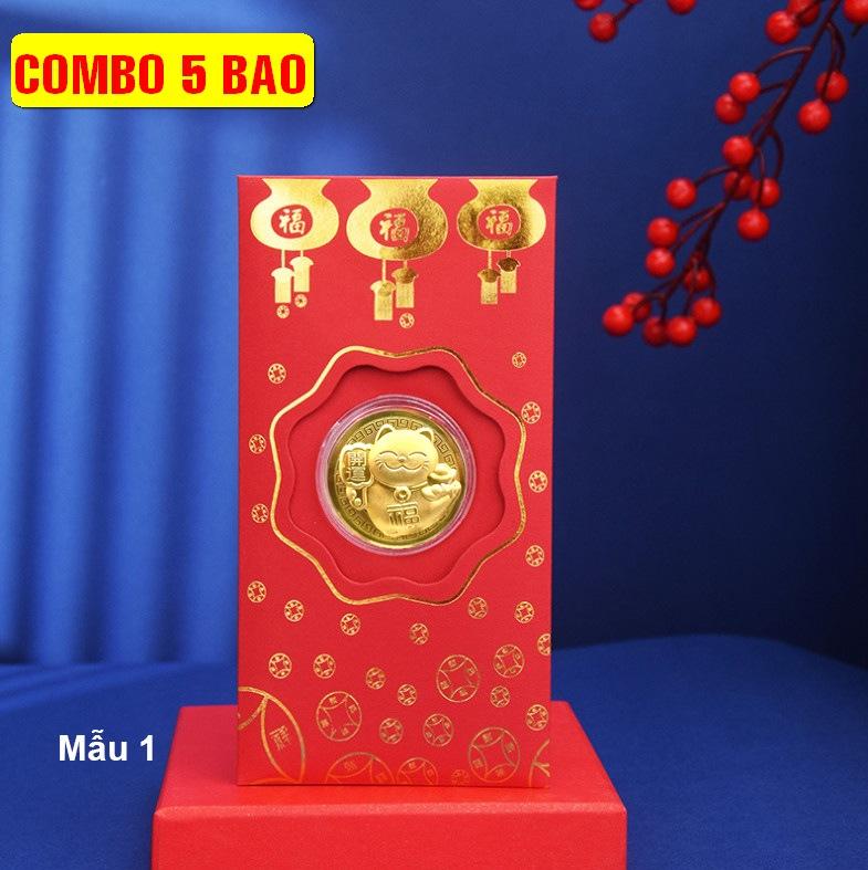 Set 5 phong bao lì xì hình con mèo vàng lì xì tết Quý Mão 2023 - Mẫu 1 - PASA COLLECTION