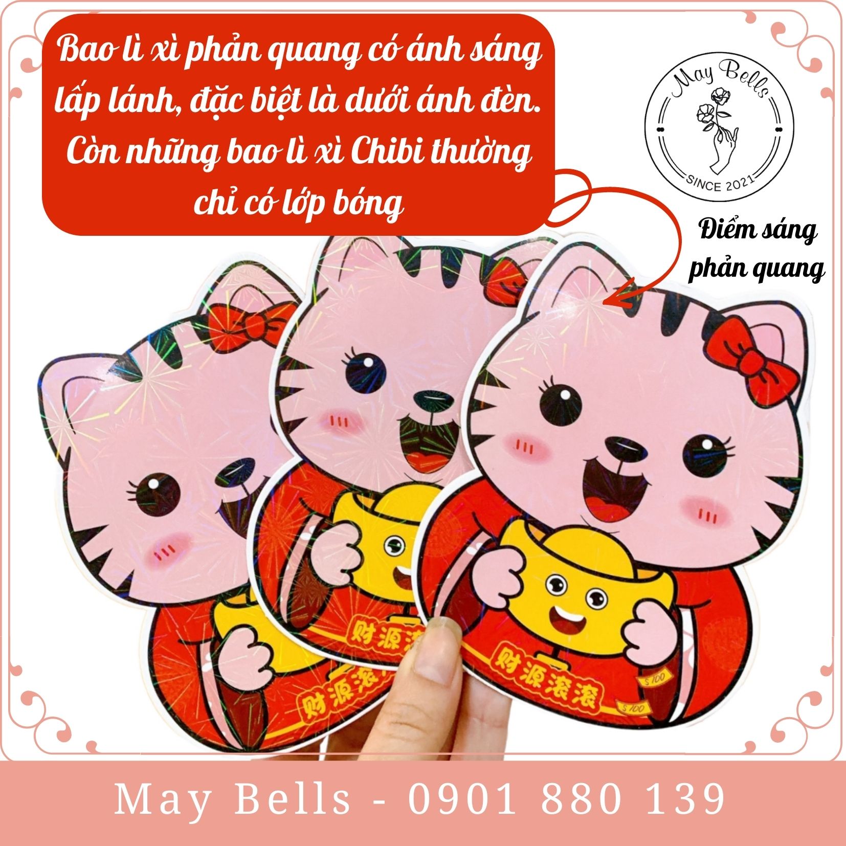 Combo 10 Bao Lì Xì ChiBi Phản Quang Ánh Kim Hoạt Hình ChiBi Tết Quý Mão 2023 Cao Cấp Dễ Thương Hot Trend Giao Ngẫu Nhiên