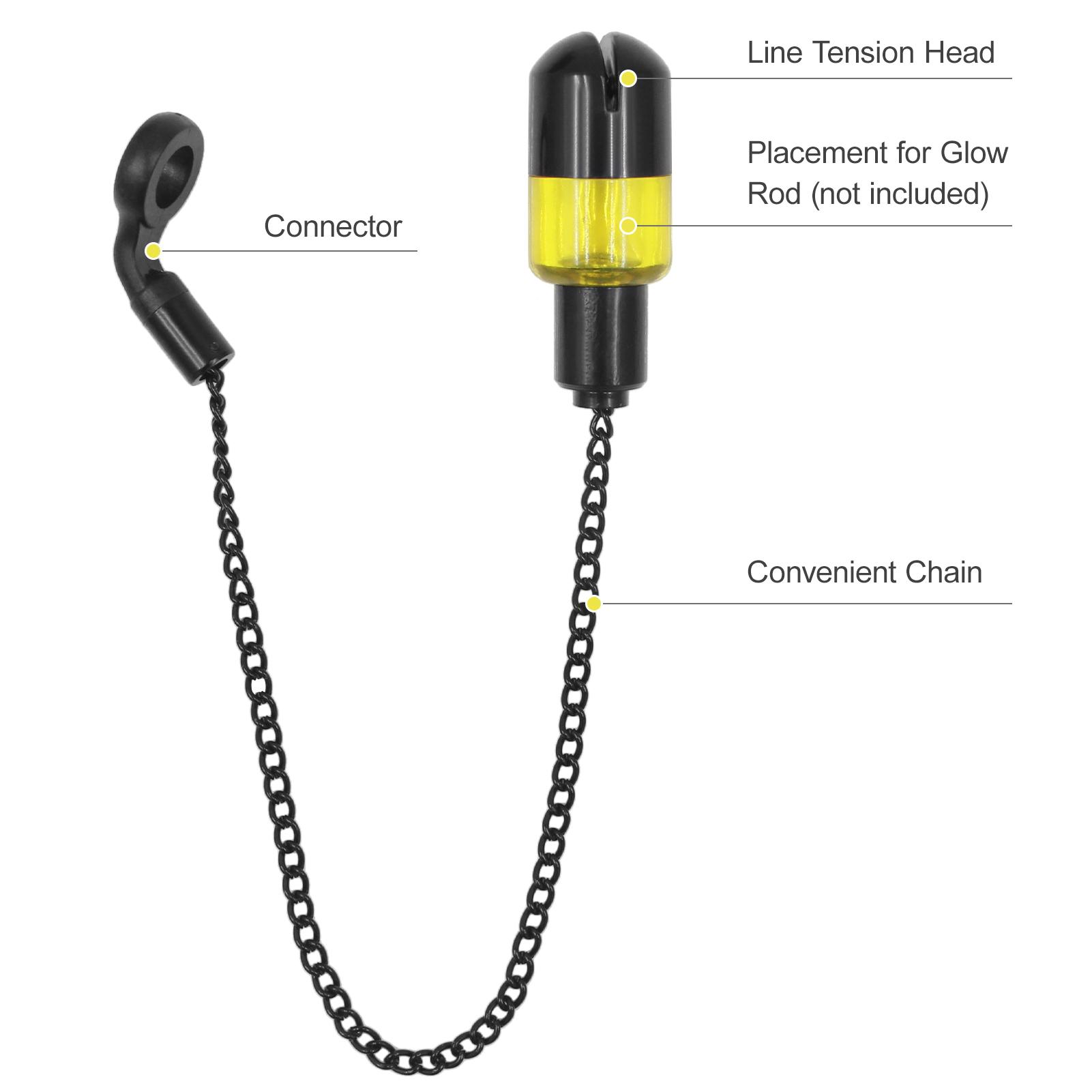 Móc treo báo động cá cắn câu bằng đèn led thiết kế Đầu kim loại dùng để căng dây cải thiện độ nhạy của móc nối.