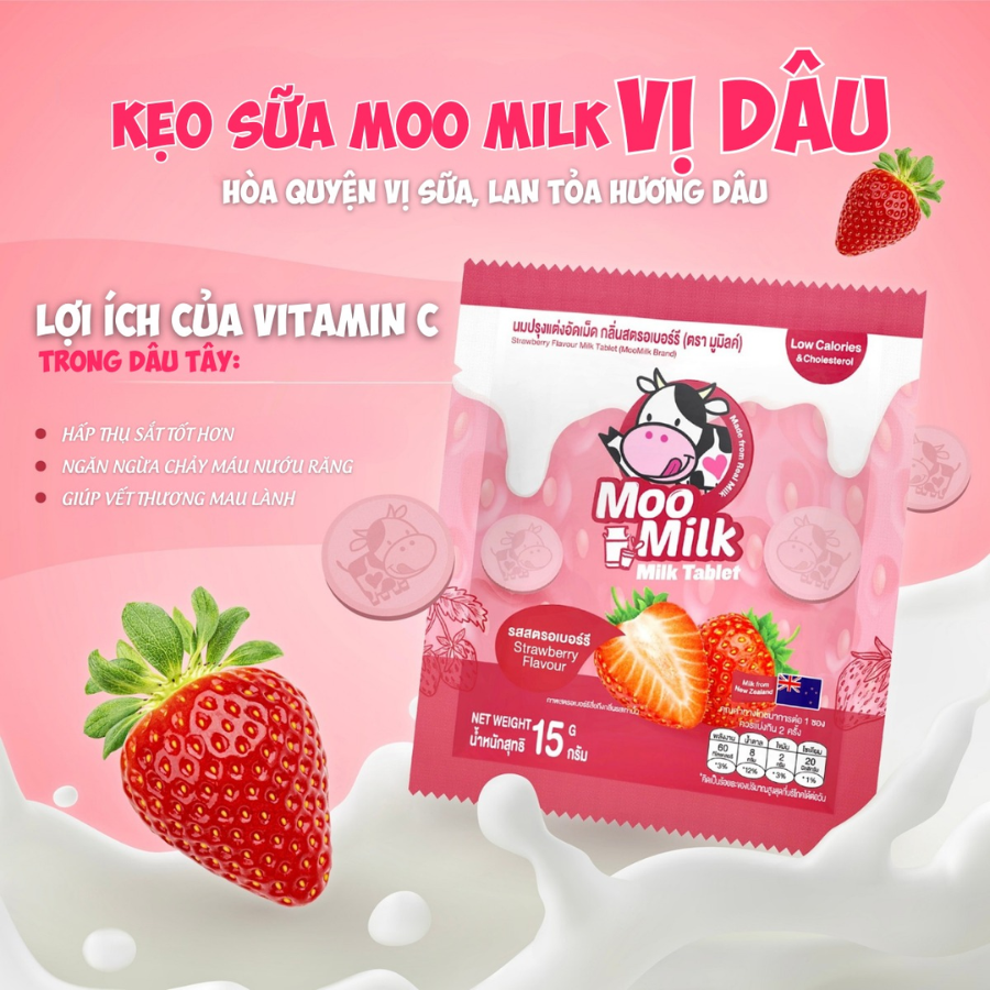 Kẹo Sữa Bò Moo Milk – Thơm Ngon, Bổ Dưỡng Từ Sữa New Zealand - Gói 25g [Hàng Thái Lan