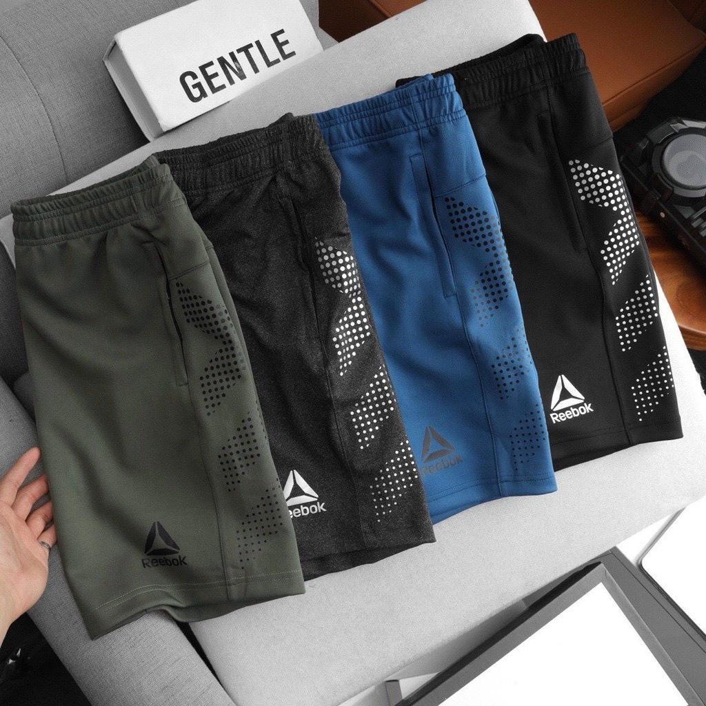 Quần Short Nam Thể Thao, Quần Short Nam Họa Tiết Reebook, Chất Poly Cao Cấp, Thoáng Mát, Co Dãn 4 Chiều - Ares Shop