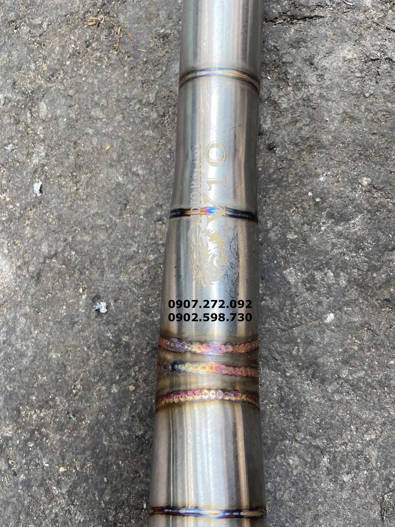 Cổ pô inox 2 khúc gắn pô lon 27x51 dành cho sirius Xăng cơ