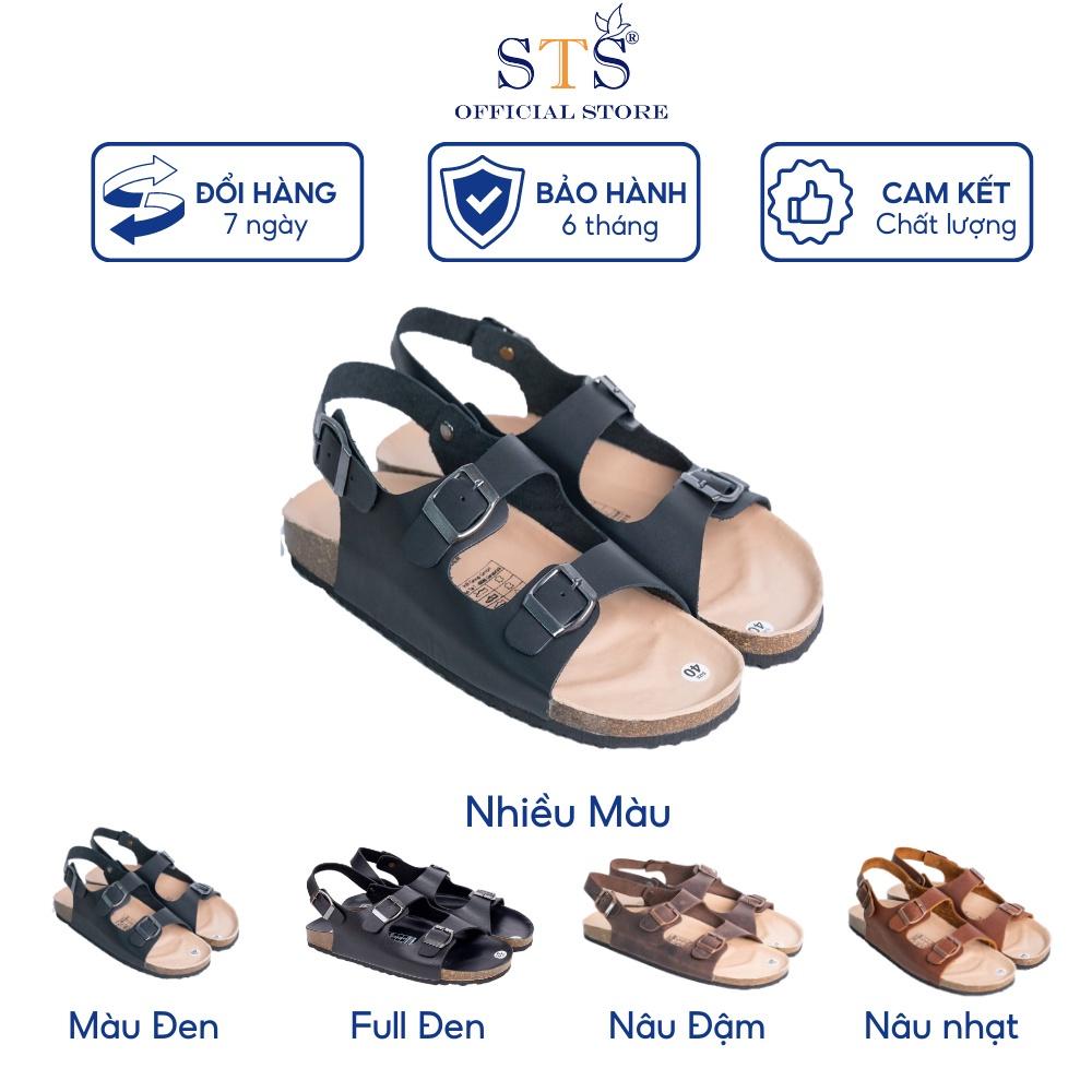 Sandal đế trấu nam nữ DA BÒ THẬT NGUYÊN TẤM ,Quai Ngang,khóa cài, Mặt lót PU kem chống nước cao cấp,nhiều màu