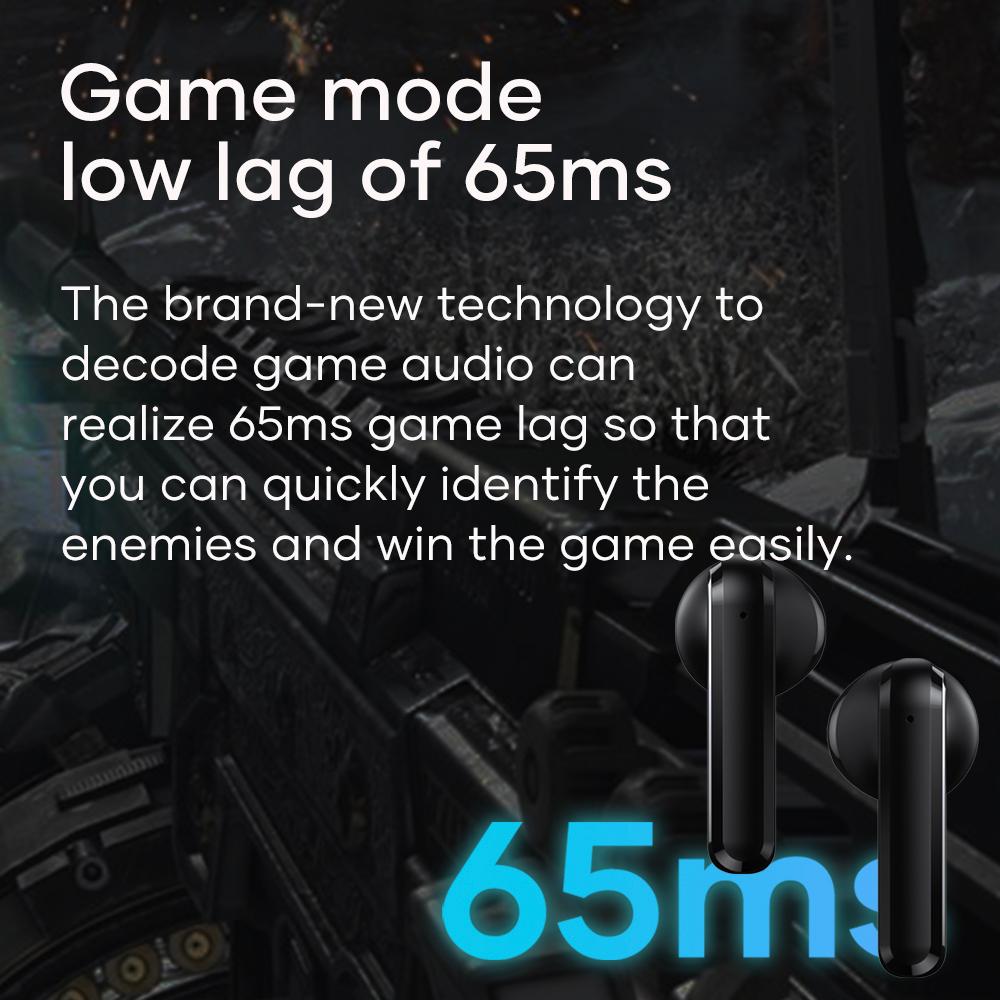 Tai nghe Bluetooth Wavefun T200 Tai nghe không dây Tai nghe có độ trễ thấp Chế độ chơi trò chơi ENC Giảm tiếng ồn Super Bass Pods Màu sắc: Đen