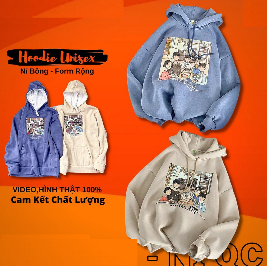 Áo hoodie nam nữ nỉ bông hàng quảng châu dày dặn HD GIA ĐÌNH 1998