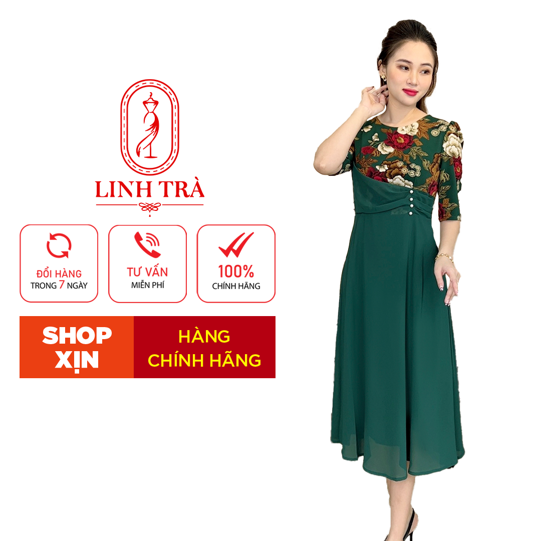 Đầm Trung Niên [ Linh Trà ] (TM 1123) Trẻ Trung Thiết Kế Trang Nhã Thanh Lịch Bigsize Đi Làm Đi Tiệc Cho Bà Cho Mẹ U50