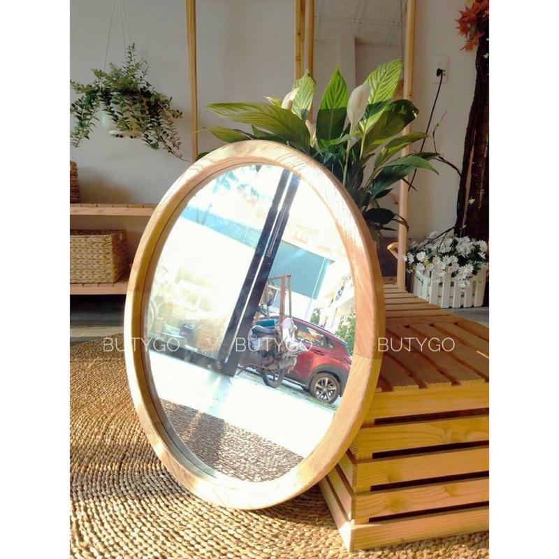 GƯƠNG TRÒN TREO VIỀN GỖ THÔNG