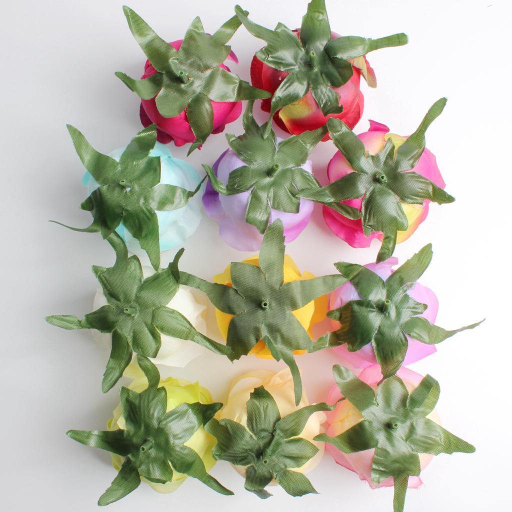2X 10pcs Artificial Silk Rose Flower Head DIY Bouquet Wedding Decor Multi