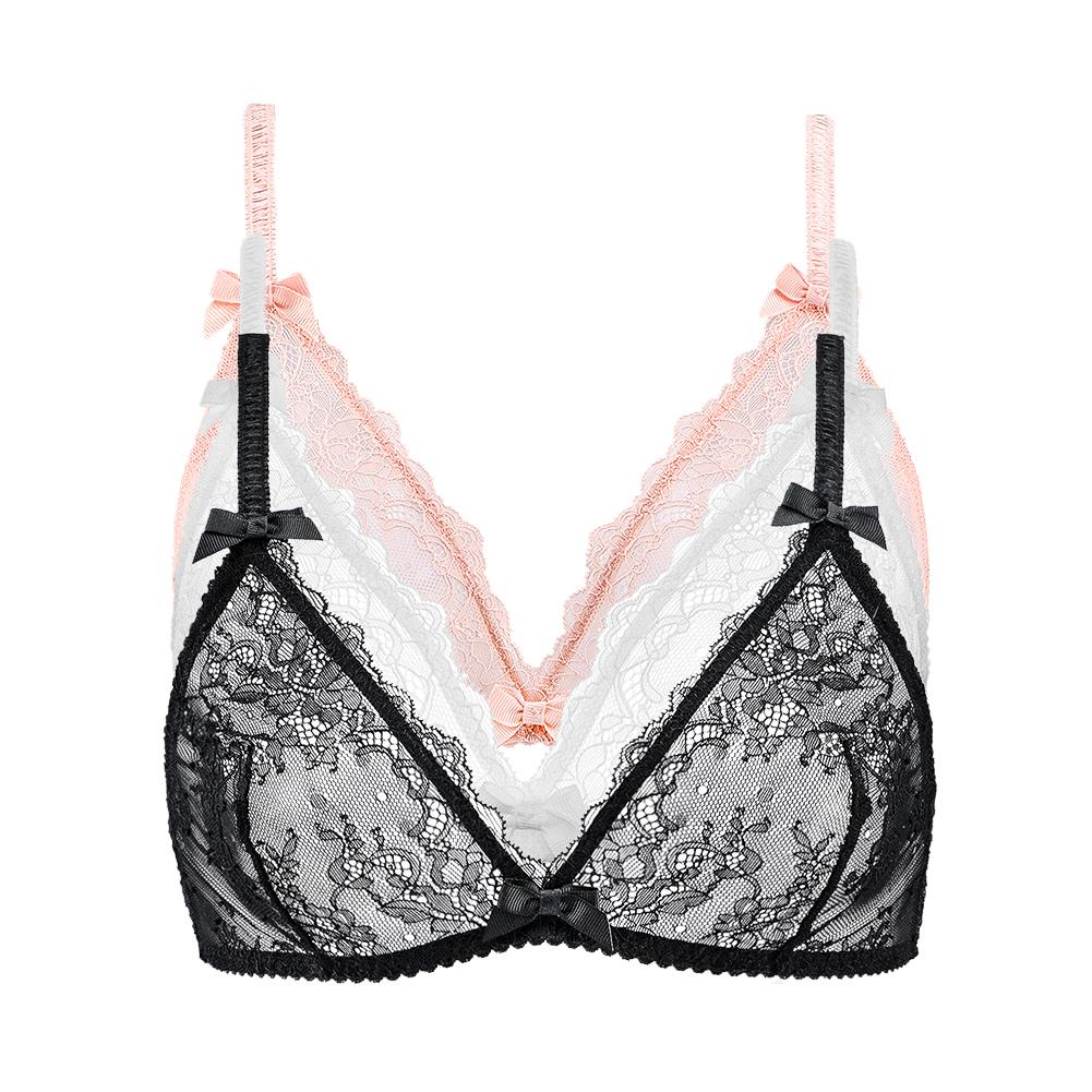 3 Cái/lốc Ren Dây Free Bra Siêu Mỏng Xem Qua Quần Lót Nơ-Thắt Nơ Thời Trang Thoải Mái Plus Kích Thước