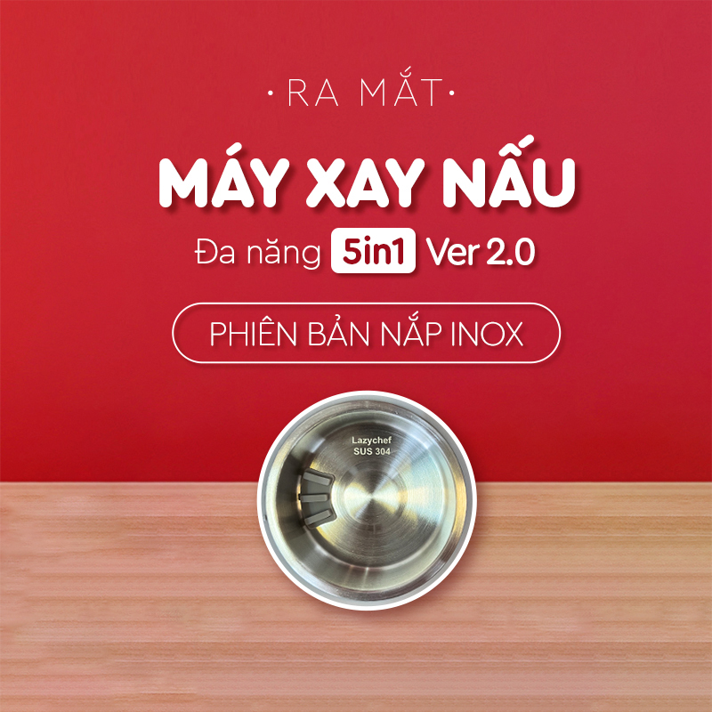 Máy Làm Sữa Hạt 5in1 Lazychef - Lô Mới 6 Lưỡi Dao Kép - Máy Xay Sinh Tố, Máy Làm Sữa Hạt - Dung Tích 800ml, Bảo Hành 12