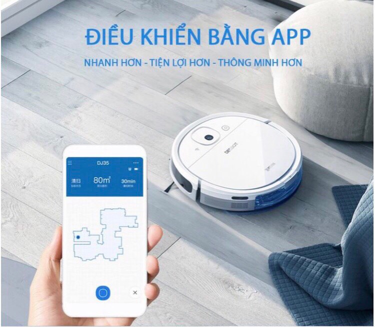 ROBOT HÚT BỤI LAU NHÀ thông minh Ecovacs deebot DJ35  -HÀNG CHÍNH HÃNG