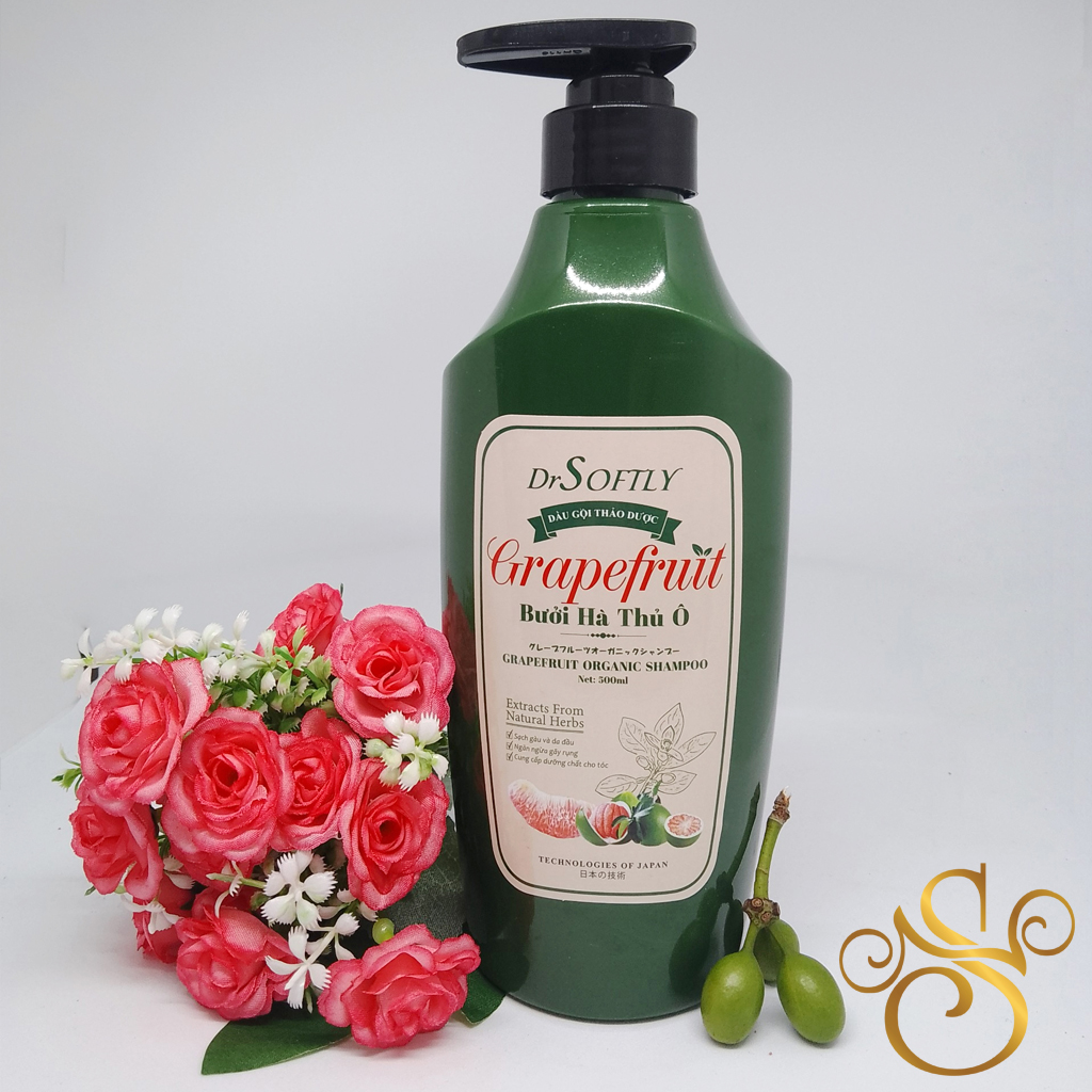 Dầu gội thảo dược Bưởi Hà Thủ Ô DrSoftly - Grapefruit Organic Shampoo 500ml (sạch gàu, giảm xơ rối và gãy rụng)