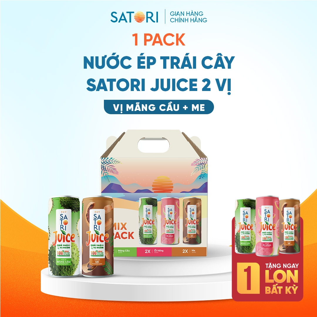 Pack 2 vị nước ép trái cây Satori Juice 250ml - nhiều sự lựa chọn