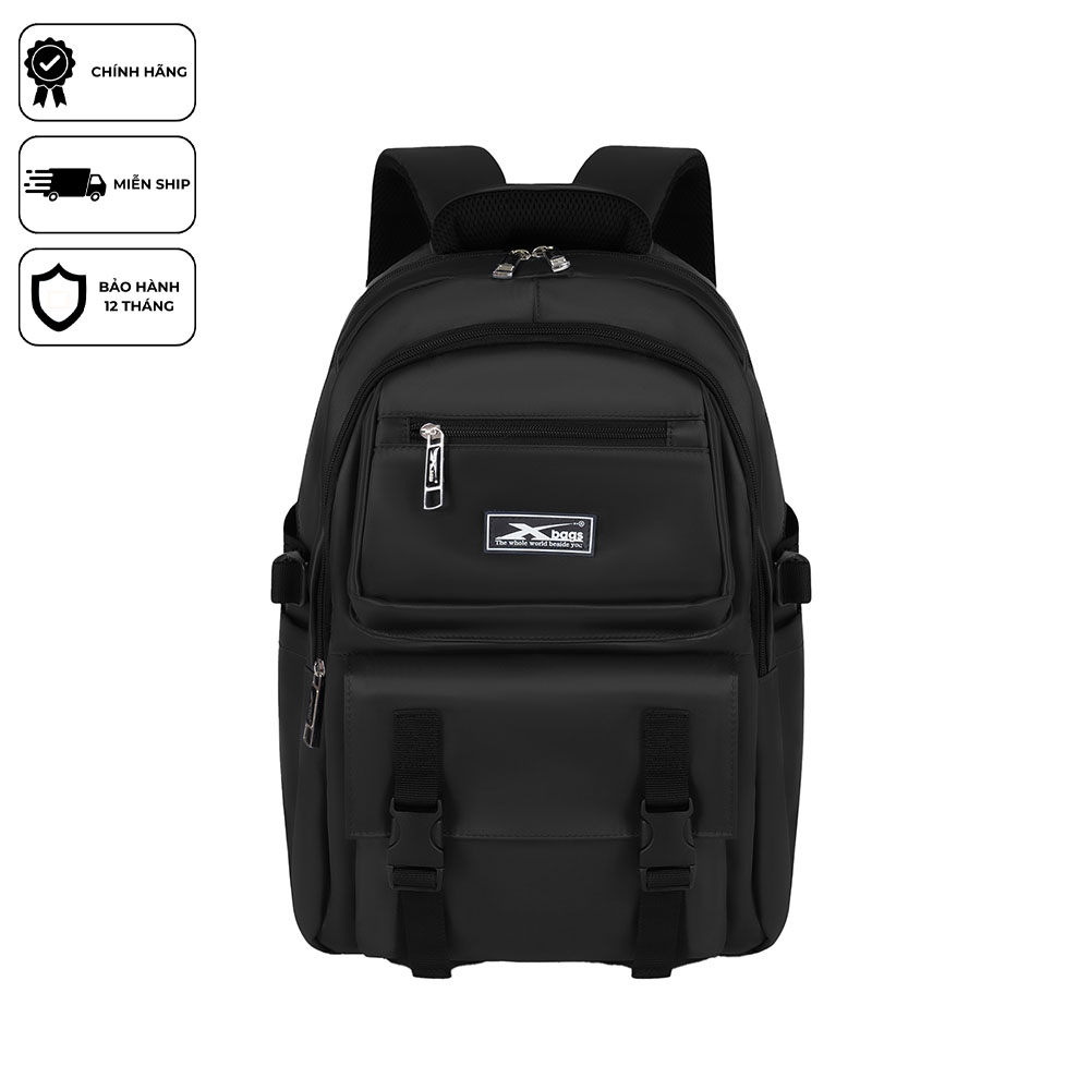 Balo Học Sinh Xbags Black Blue XB 3203 - Balo Nam Nữ Đi Học, Có Ngăn Chứa Laptop, Trượt Nước!
