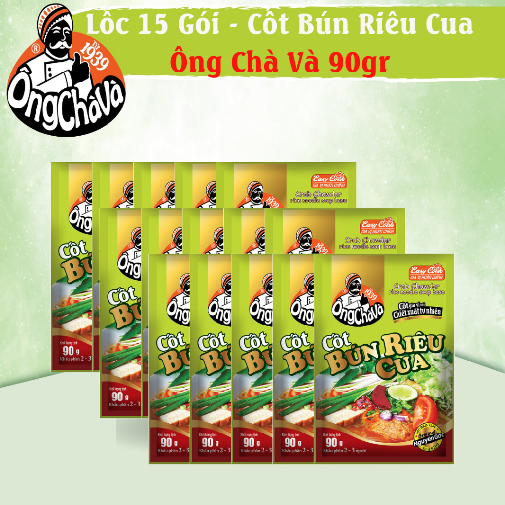 Lốc 15 Gói Cốt Bún Riêu Cua Ông Chà Và 90g (Crab Chowder Rice Noodle Soup Base)