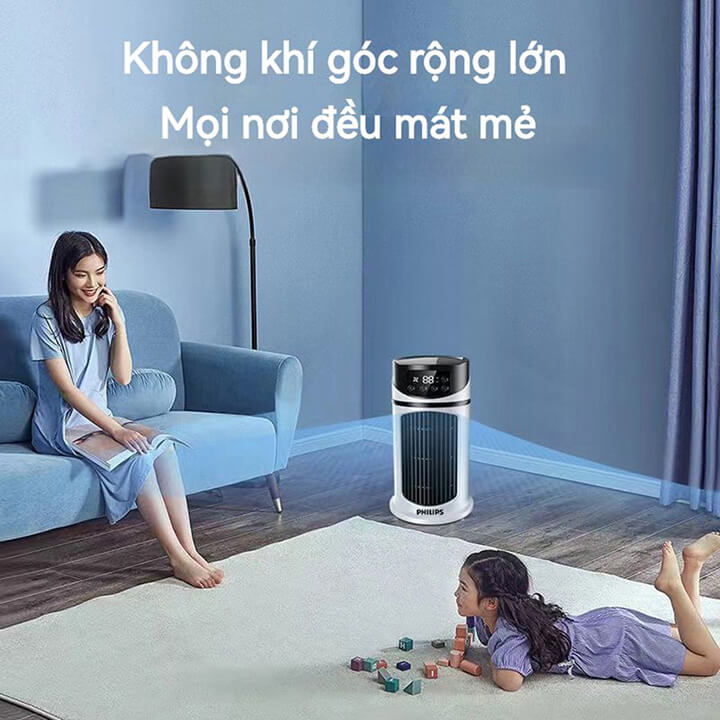 Quạt điều hoà hơi nước mini để bàn, quạt phun sương làm mát nhanh chóng, sạc tích điện công suất cao 18W, 6 cấp độ gió, hẹn giờ thông minh-YY01