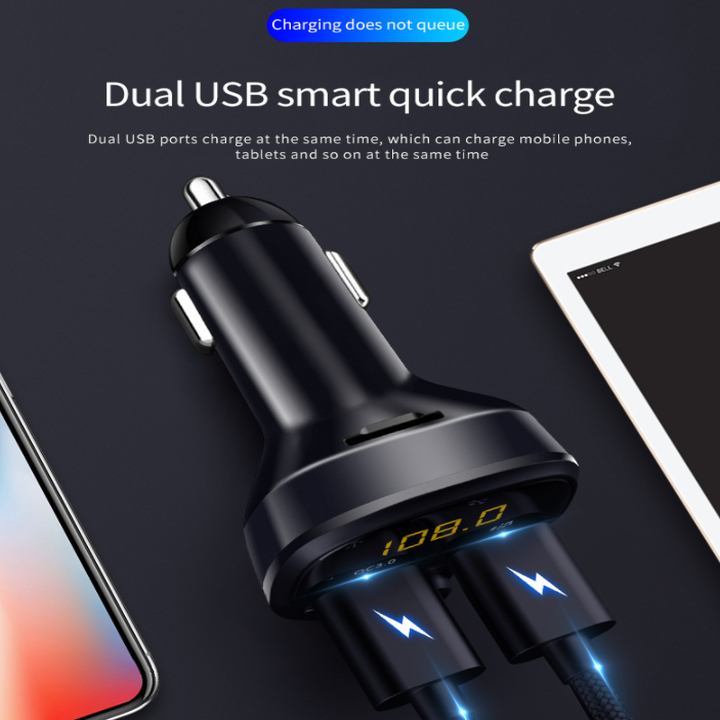 Tẩu sạc nhanh Bluetooth Rundong HY-87 cao cấp | Kiêm nghe nhạc Mp3, 1 cổng sạc nhanh USB QC 3.0 và khe cắm thẻ nhớ - Hàng chính hãng