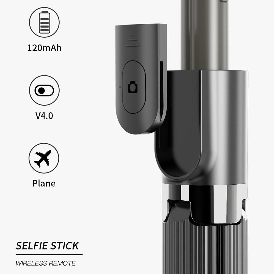 Gậy chụp hình selfie quay phim chống rung kiêm tripod đa năng 2 in 1 kèm remote bluetooth không dây hiệu HOTCASE Gimbal Stablizer L08 hỗ trợ nhiều mức thay đổi độ dài, tripod 3 chân chắc chắn, xoay 360 độ - Hàng nhập khẩu