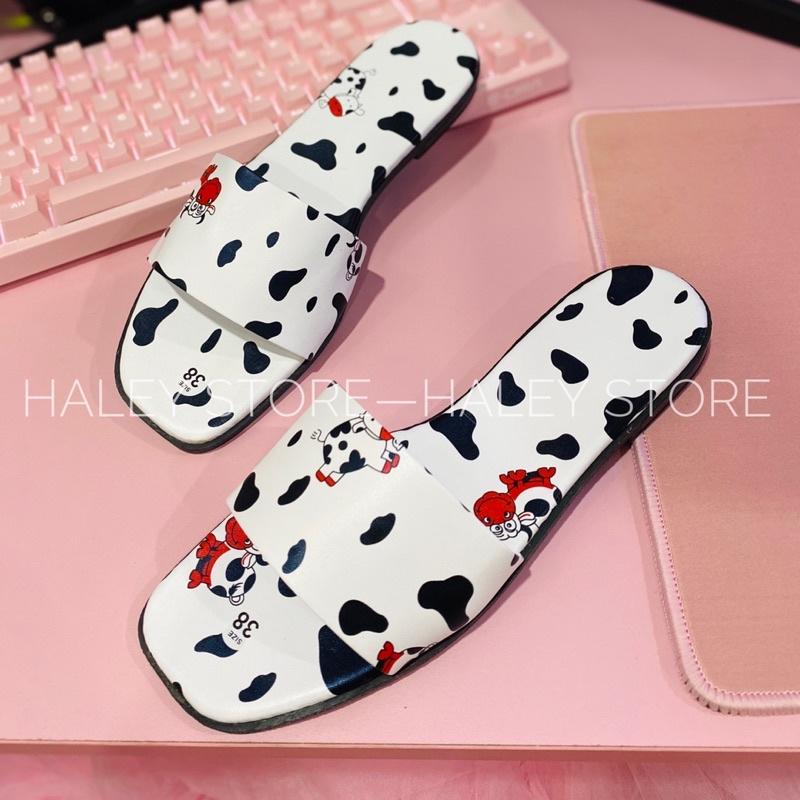 Dép nữ đế bệt quai ngang màu bò sữa siêu hot mùa hè 2021 HALEY STORE