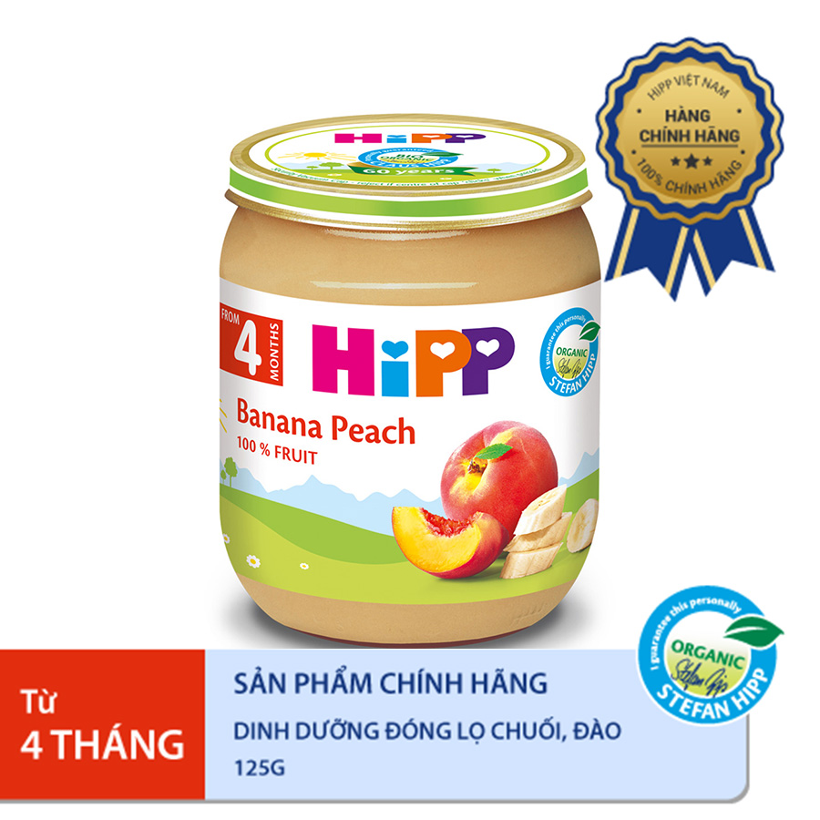 Dinh dưỡng đóng lọ HiPP đào chuối 125g
