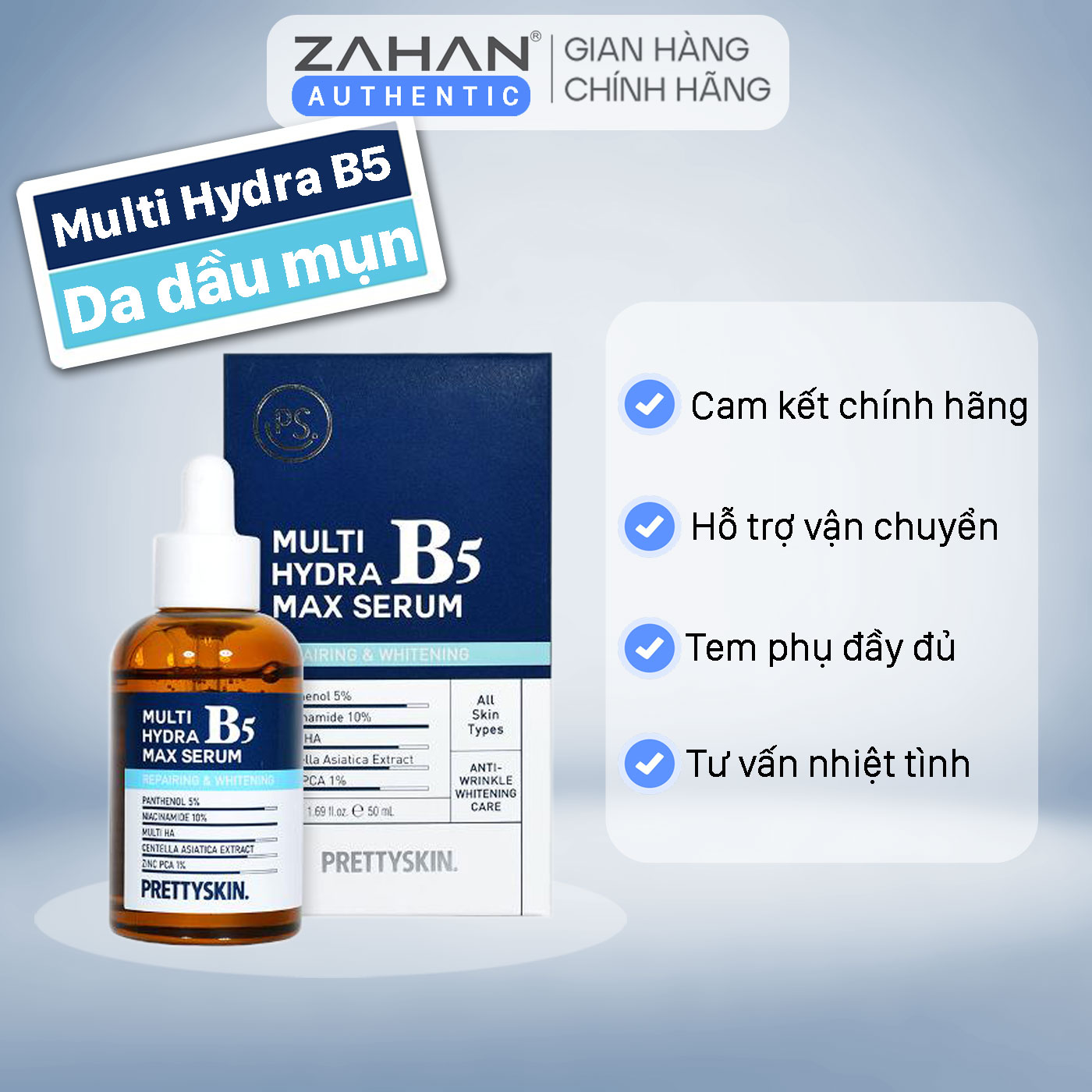 Combo toner rau má, tinh chất Hydra B5 Max Serum và Kem dưỡng Vita K-Cica Prettyskin (3 sản phẩm)