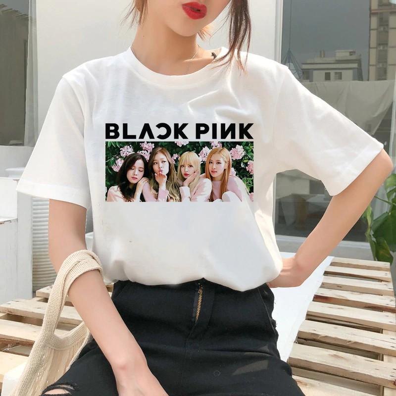 Áo Thun Black Pink Nền Hoa