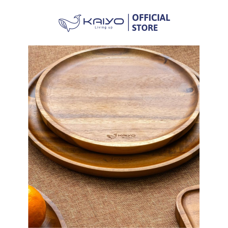 Khay gỗ Kaiyo hình tròn, đường kính 30cm