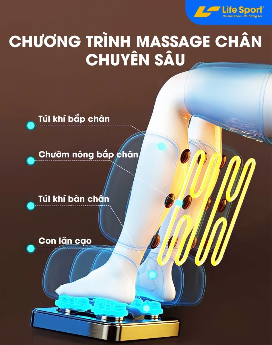 Ghế Massage Toàn Thân Lifesport LS-911, Ghế Massage Với Cảm Biến AI Dò Quét Cơ Thể, Đưa Ra Những Bài Massage Phù Hợp