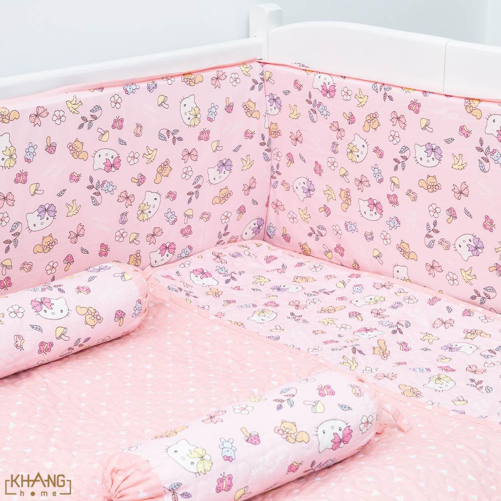 Bộ Quây Cũi Hai Mặt Khang Home 100% Cotton Thiên Nhiên Cao Cấp - Tỉ Trọng Cao Bảo Vệ Bé Khỏi Va Đập Vào Thành Cũi SQC