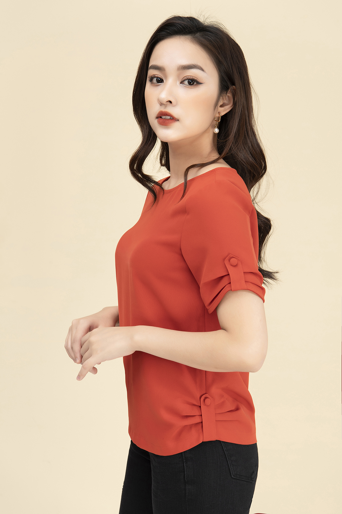 Áo Sơ Mi Nữ Ngắn Tay Cao Cấp LUPERI LFSM1119 Chất Liệu Lụa Cho Nữ Công Sở