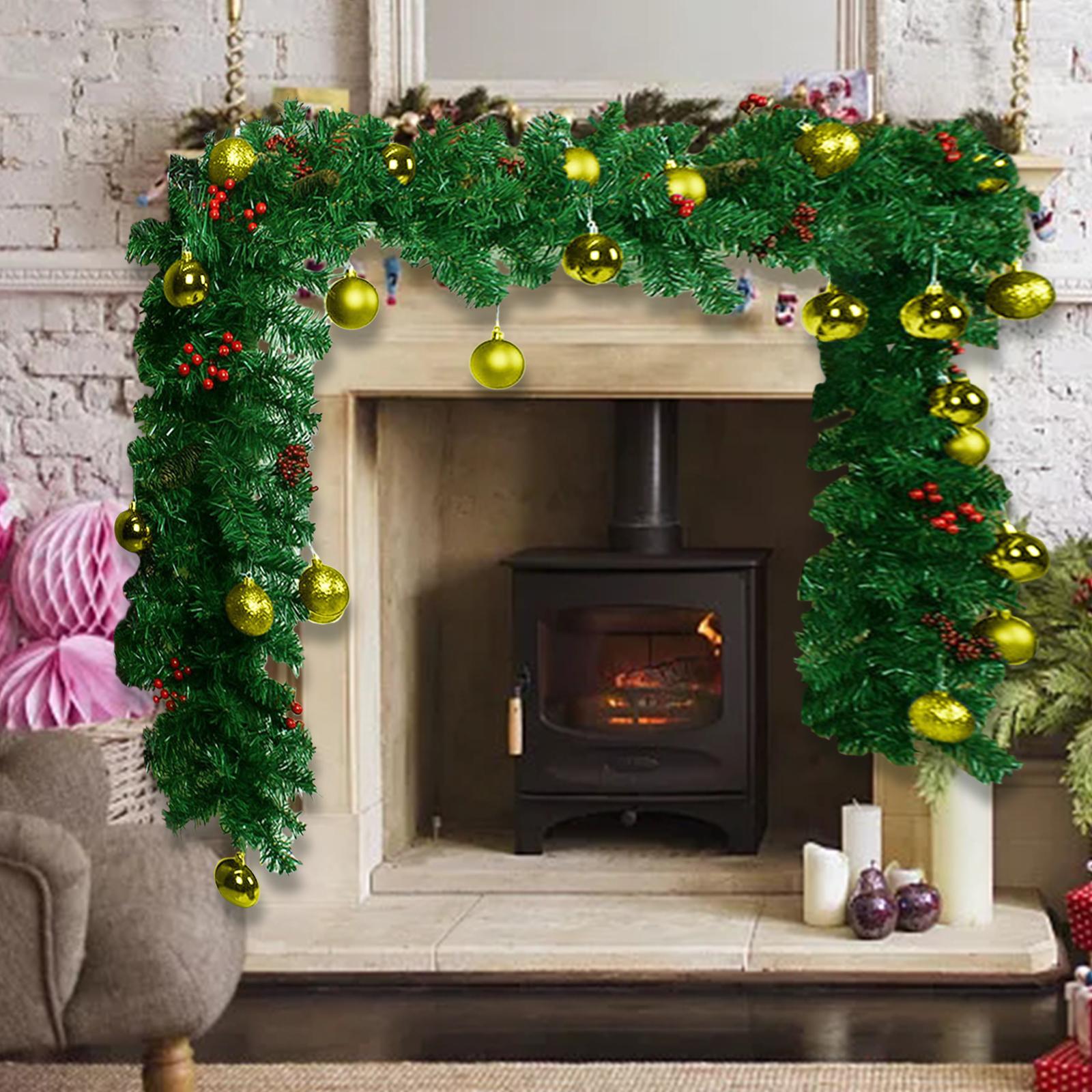 Christmas Garland Christmas Wreath Housewarming with Ball Ornaments Greenery Xmas Garland Holiday Garland for Balcony Outdoor