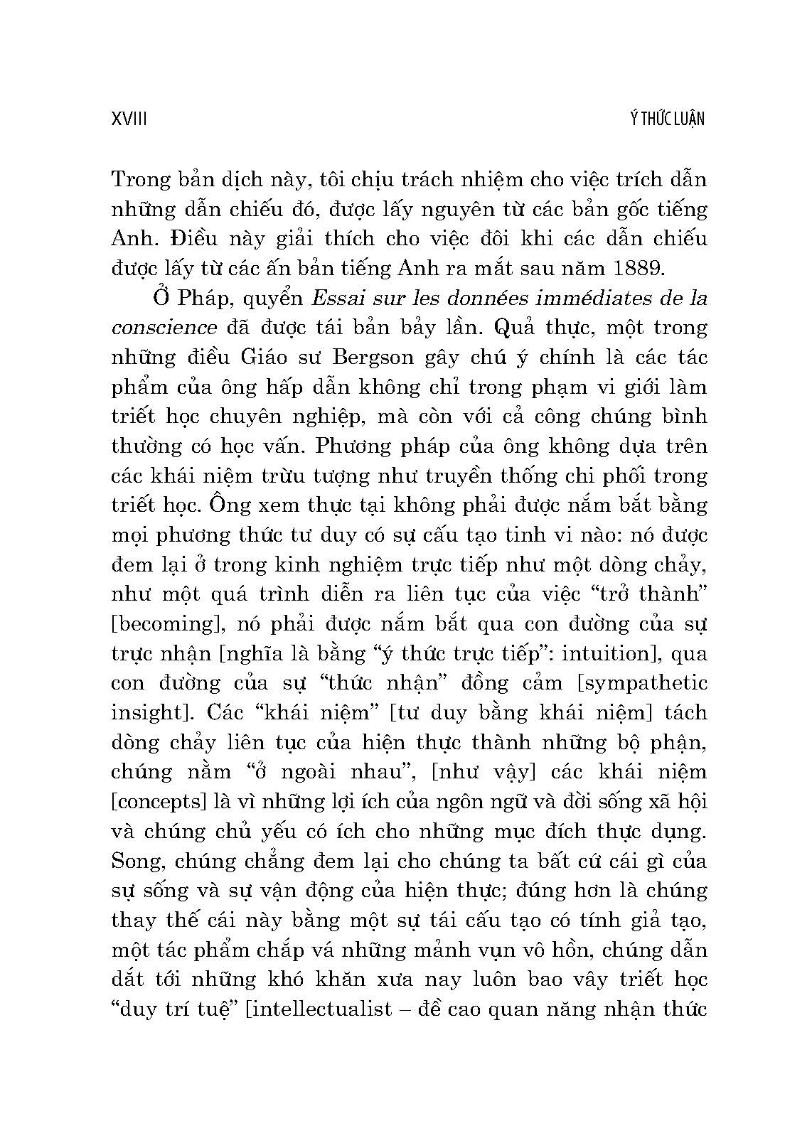 Ý Thức Luận (Essai Sur Les Données Immédiates De La Conscience) - Henri Bergson; Cao Văn Luận dịch; Phạm Anh Tuấn hiệu chú (Tái bản 2024)