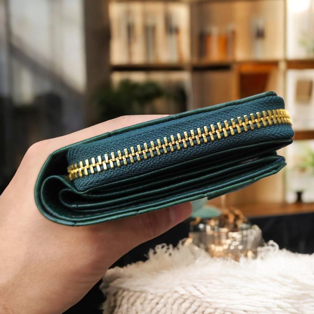 Ví nữ DA BỤNG CÁ SẤU XANH RÊU SIÊU LỚN. Ví nhỏ gọn nhưng đựng siêu nhiều đồ!