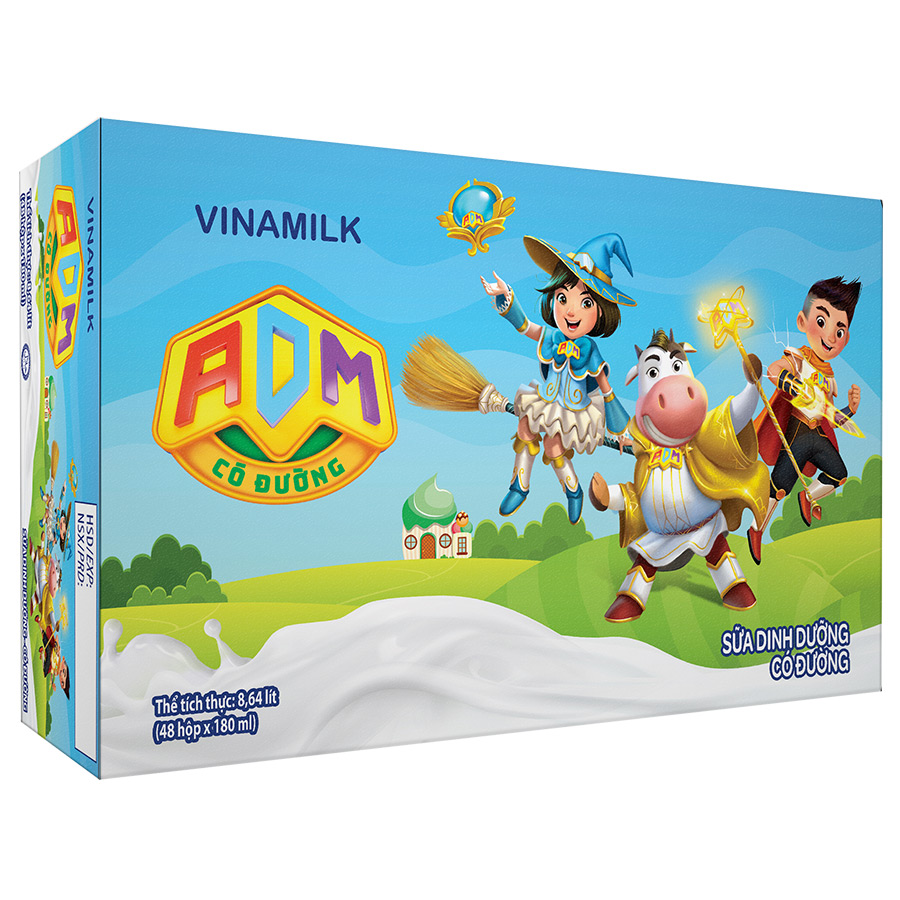Thùng 48 Hộp Sữa dinh dưỡng Có đường Vinamilk ADM (180ml)