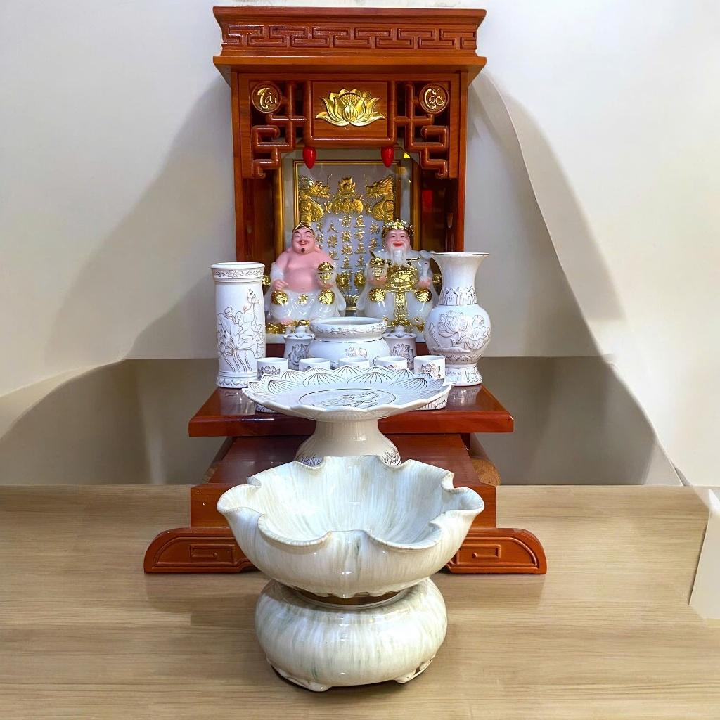 Set ban thần tài bạch ngọc nổi RỒNG VIỆT, bộ thờ thần tài đầy đủ cho gia chủ mệnh kim, thuỷ