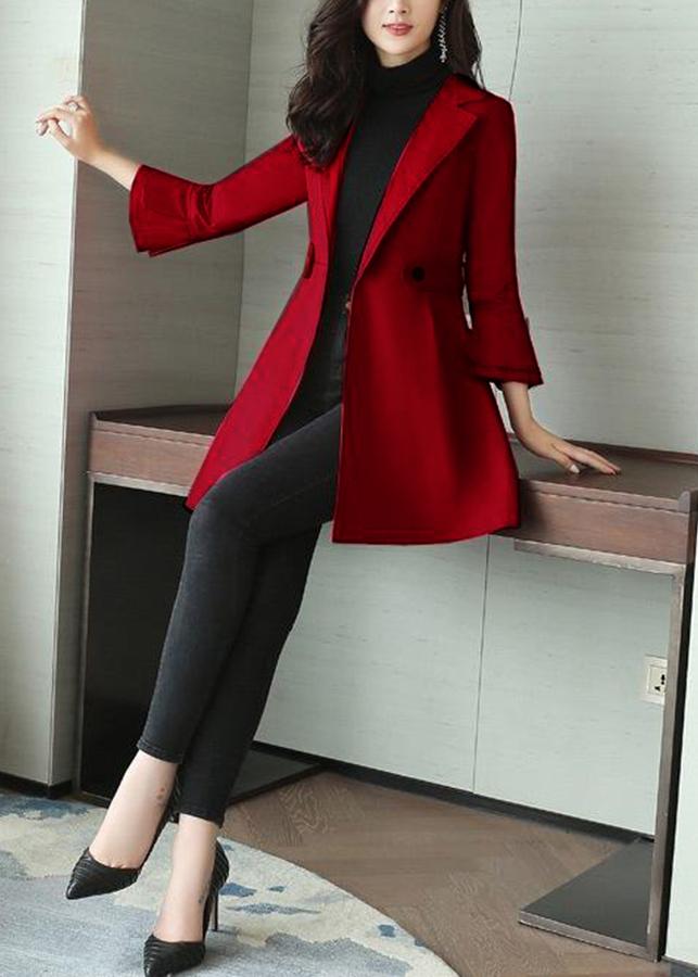 GOTI - Áo Khoác Kaki Nữ Cổ Bẻ Dáng Dài Dáng Suông Rộng Kiểu Áo Khoác Nữ Măng Tô - Thời Trang Thu Đông Nữ 3106 3113 3108 3120 3123