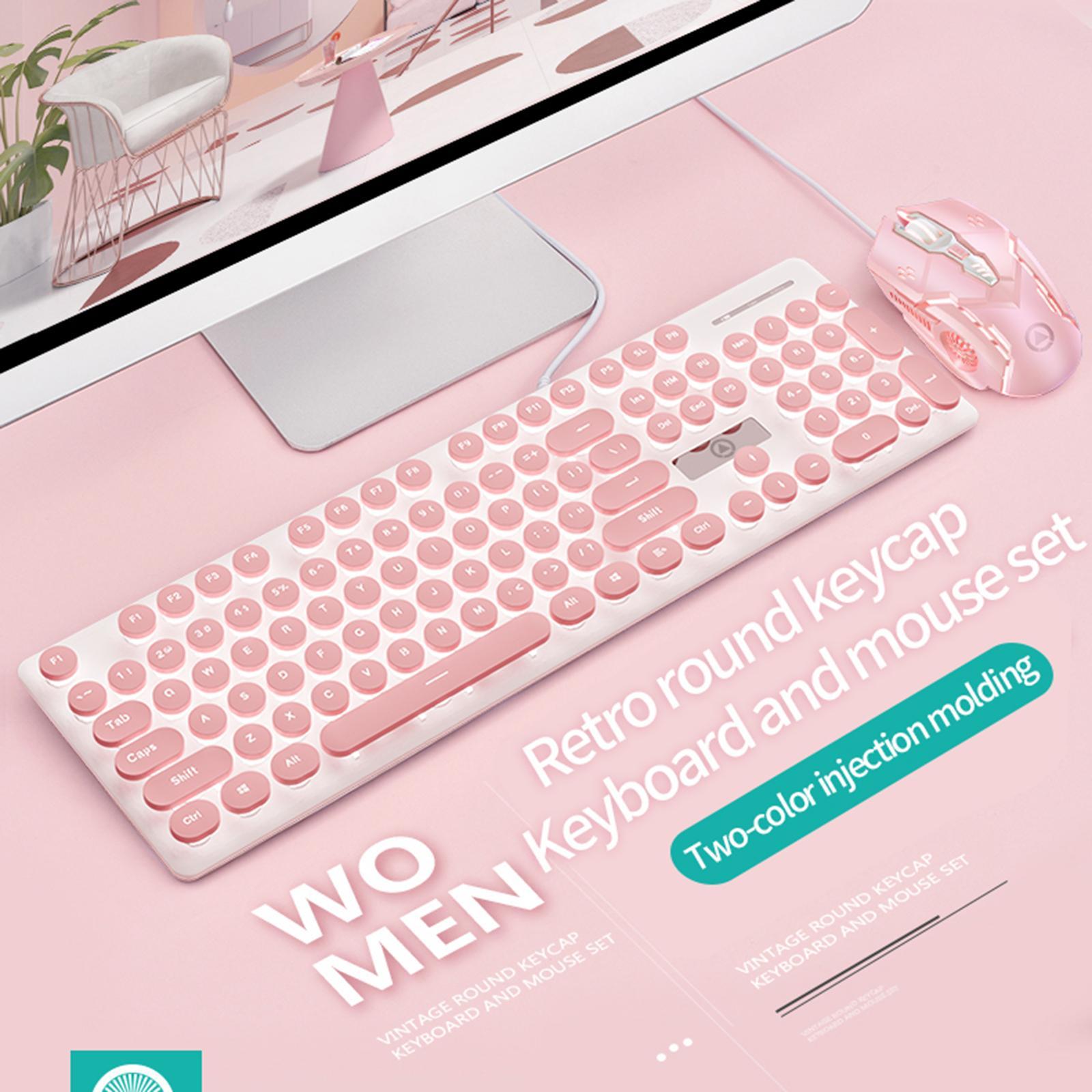 V8 Round Keycaps Gaming Wired Keyboard Mouse Illuminated, No Punch Design