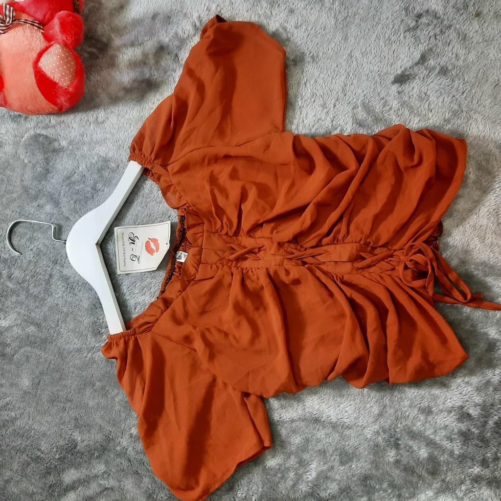 Áo kiểu Croptop vải voan thân nhúng dáng ngắn