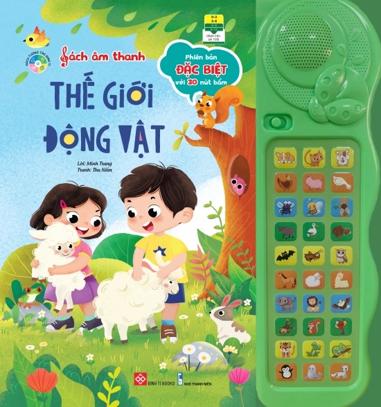 Sách Âm Thanh Đinh Tị - Dành Cho Trẻ Từ 0 - 6 Tuổi Nhiều Chủ Đề - Thế Giới Động Vật 30 Nút