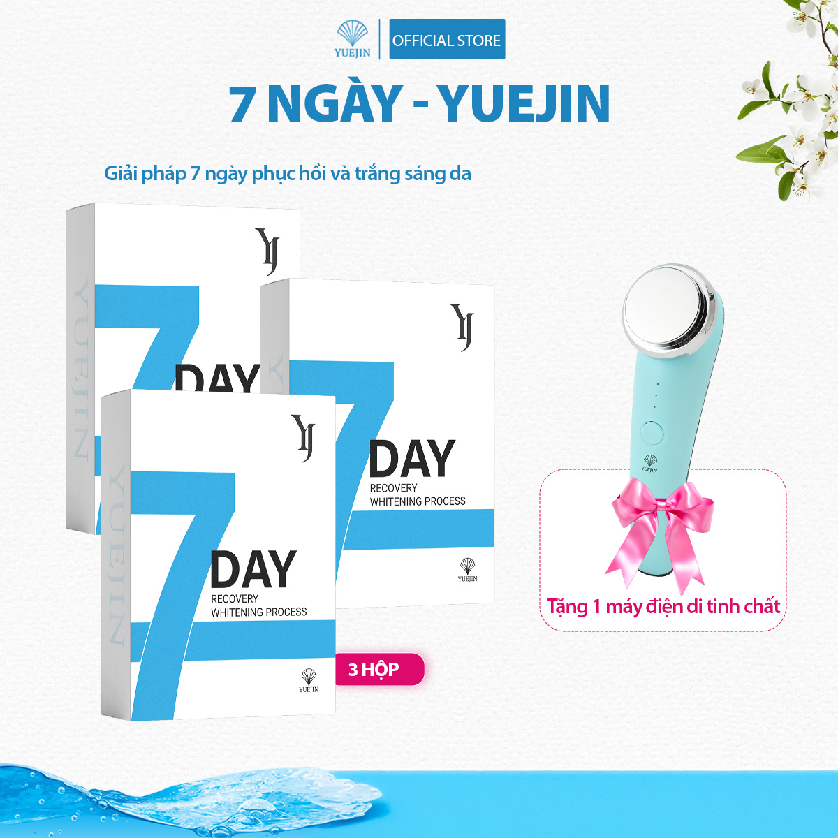 [Tặng Máy Điện Di Tinh Chất] Mặt nạ 7 ngày Yuejin cấp ẩm làm dịu dưỡng trắng da chăm sóc da hiệu quả