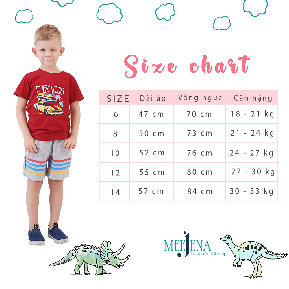 Bộ bé trai thể thao in Xe Hơi từ 18-33 kg - MEEJENA Vải 100% COTTON - 930