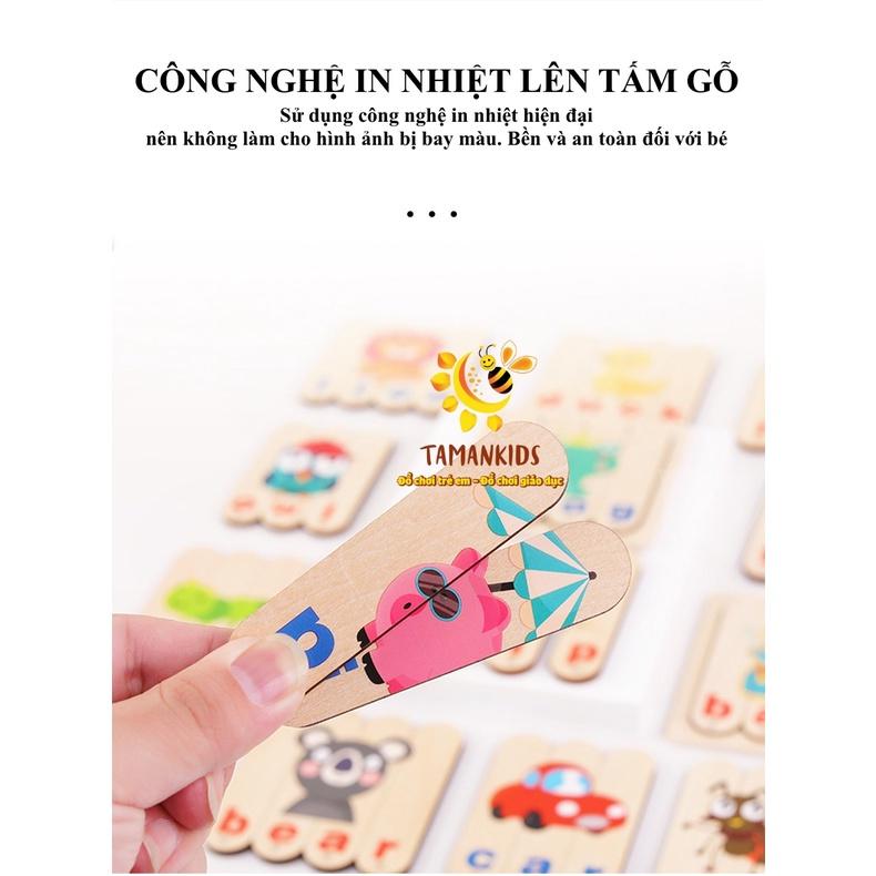 Đồ Chơi Gỗ Học Tiếng Anh Bộ Ghép Que Gỗ 96 Chi Tiết, 54 Hình Minh Họa Giúp Bé Phát Triển Tư Duy