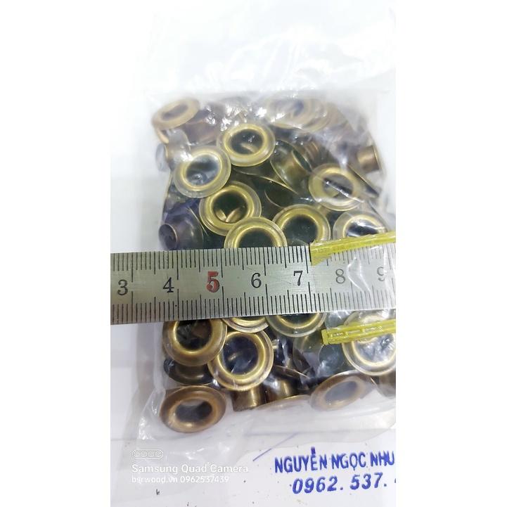 Khoen ore mắt cáo 4mm,5mm,8mm,12mm,14mm,16mm Bằng sắt xi màu ĐỒNG Khuy oze mắt cáo bấm bạt, túi giấy Túi 100 cái