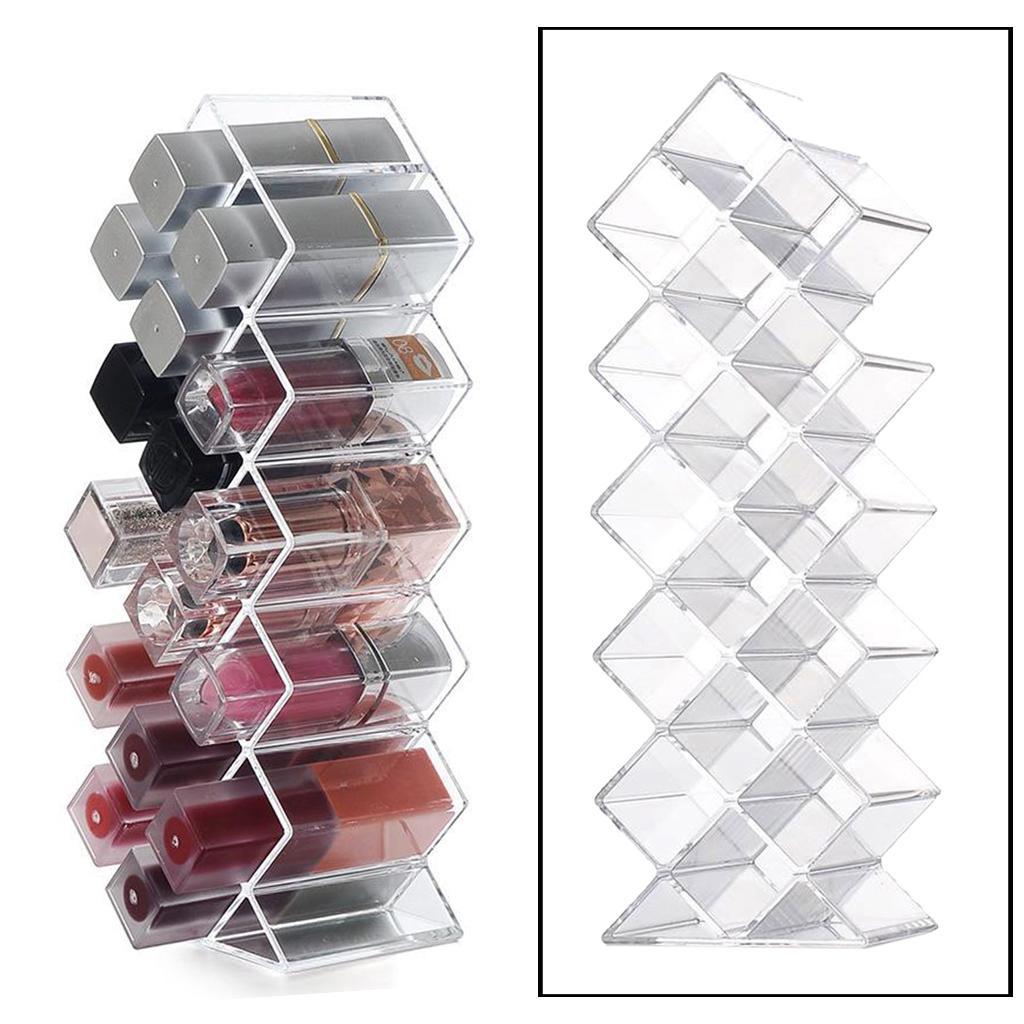 24 Grids Lipstick Nail Holder Display Clear Acrylic Makeup Organizer
