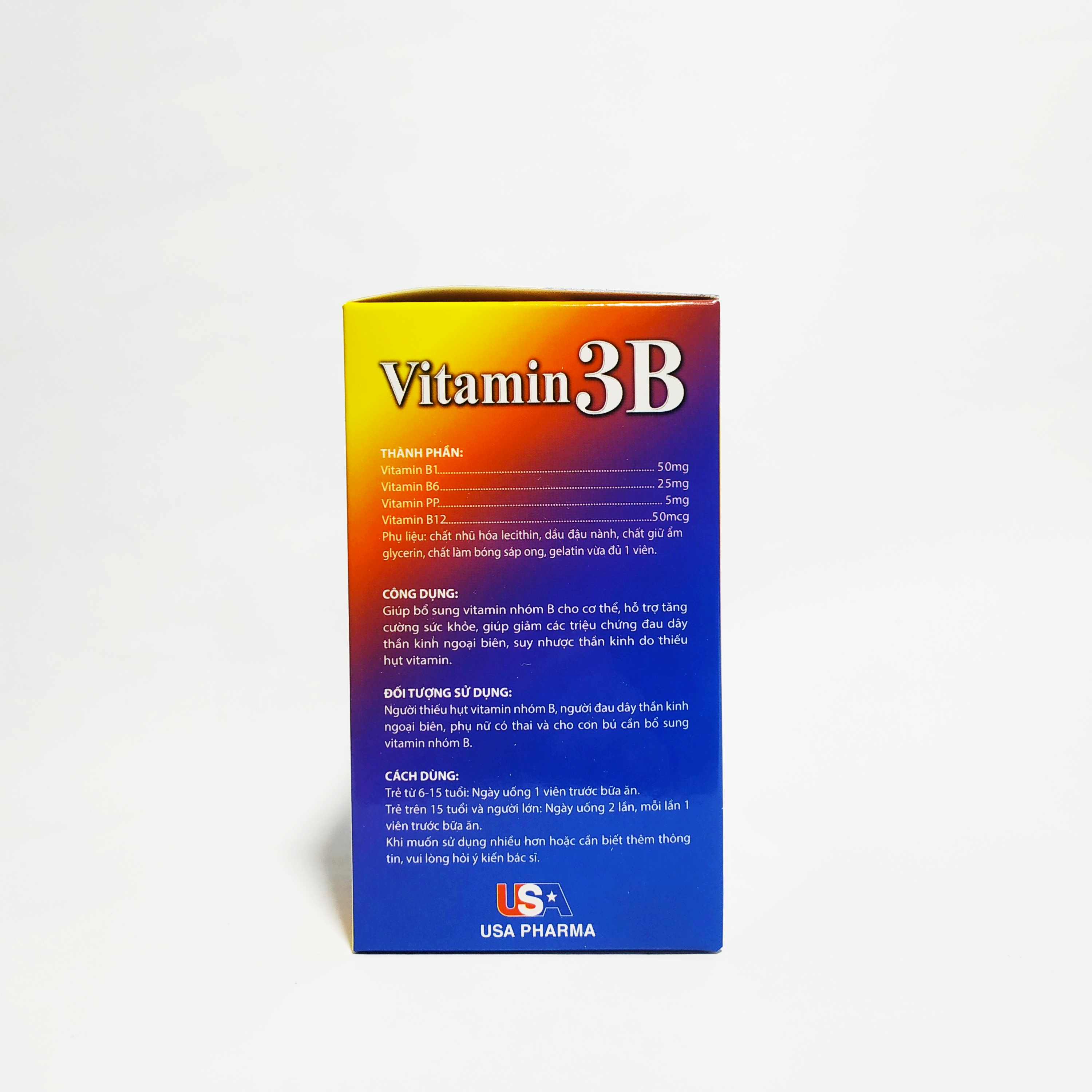 Vitamin 3B Nguyên Liệu Nhập Khẩu Mỹ - Bổ Sung Các Vitamin Nhóm B - Bồi Bổ Sức Khỏe - Giảm Đau Dây Thần Kinh - Hộp 100 Viên