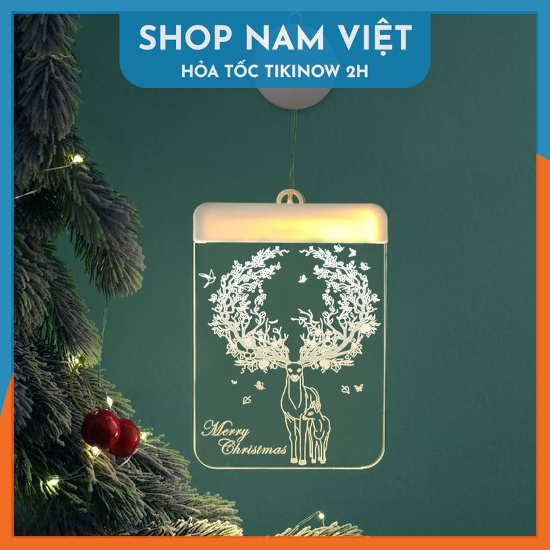 Dây Treo Đèn LED 3D Hình Cây Thông, Chuông Trang Trí Giáng Sinh, Noel - Chính Hãng NAVIVU