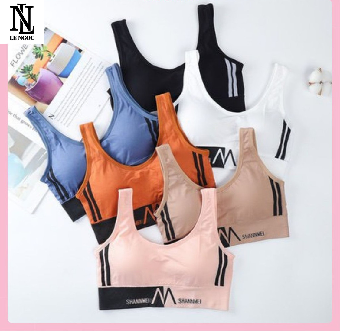 Áo bra, Bra thể thao phối sọc dáng croptop chất thun dệt thấm hút mồ hôi- LN38- Lê Ngọc Fashion