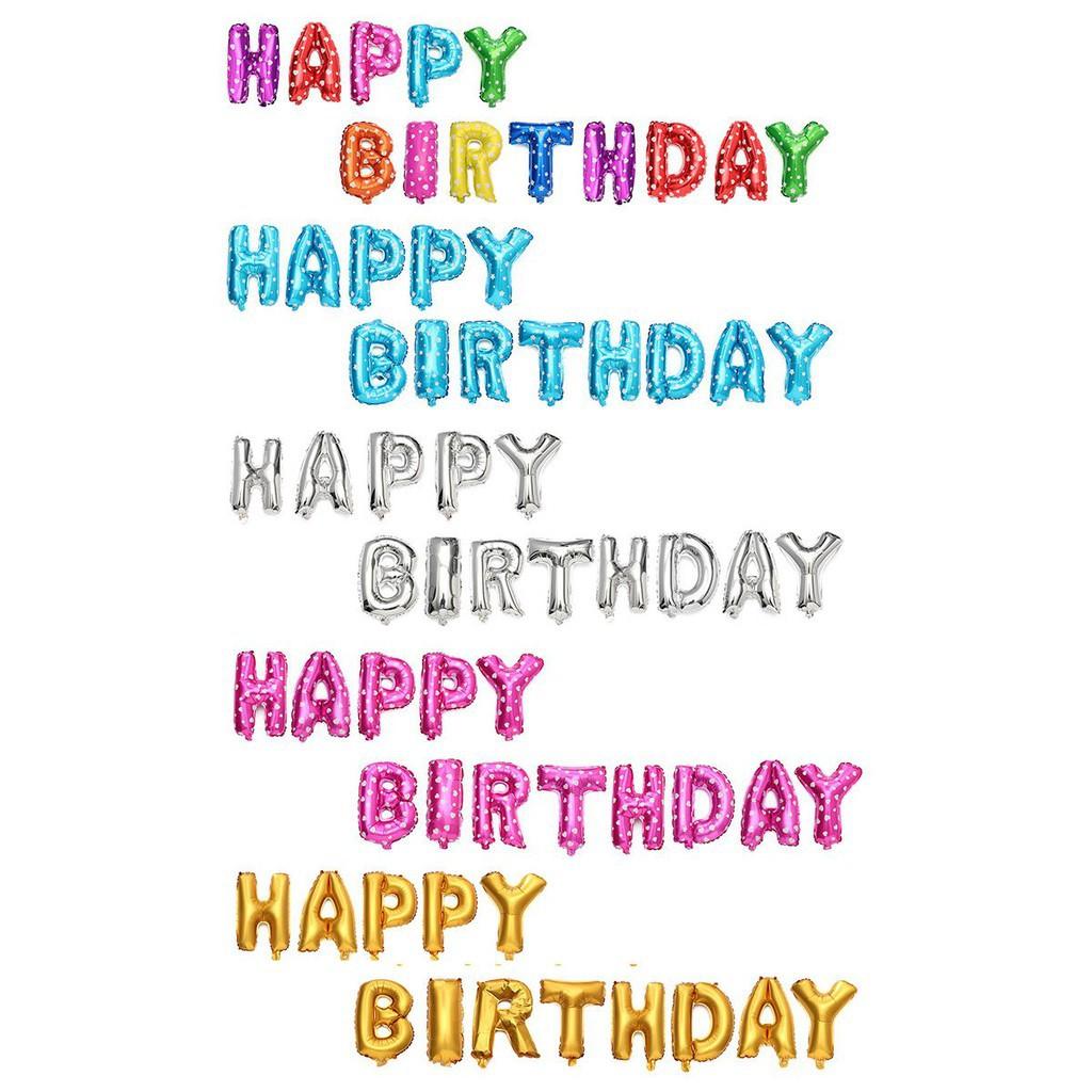 Bóng Chữ Happy Birthday Nhiều Màu